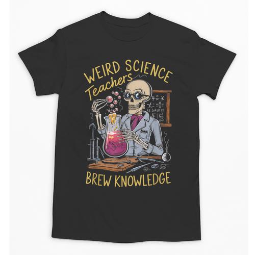 Weird Science Skeleton Halloween Teachers Brew Knowledge Unisex T-Shirt - teacherstshirts.com
