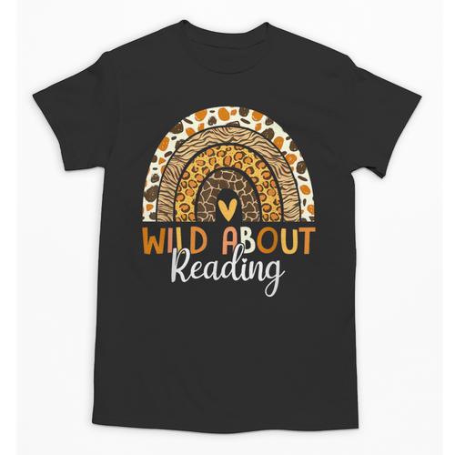 Wild About Reading Teacher Back To School Leopard Rainbow Unisex T-Shirt - teacherstshirts.com
