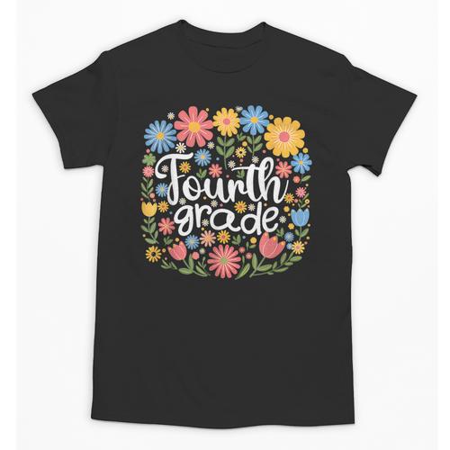 Wildflower 4th Fourth Grade Floral Back To School Teacher Unisex T-Shirt - teacherstshirts.com