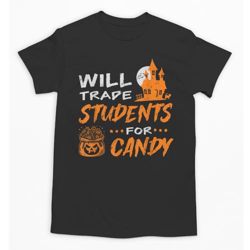 Will Trade Students For Candy Halloween Costume Teacher Unisex T-Shirt - teacherstshirts.com