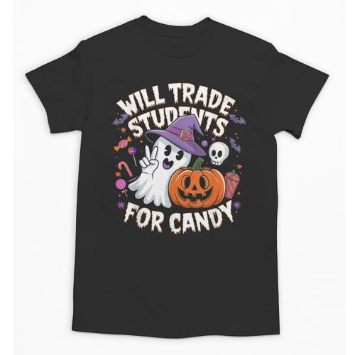 Will Trade Students For Candy Halloween Teacher Unisex T-Shirt - teacherstshirts.com DE