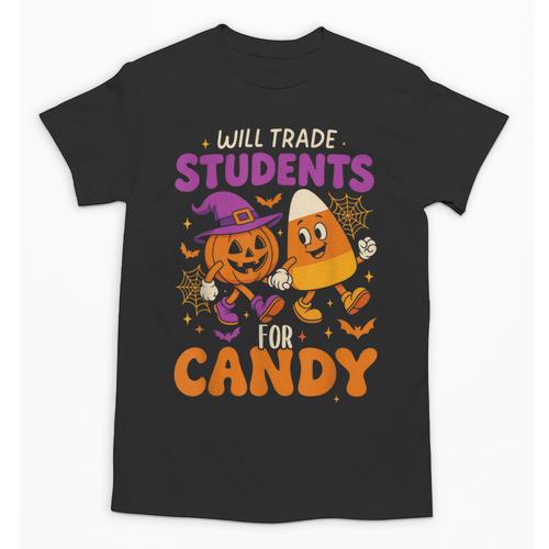 Will Trade Students For Candy Shirt Fun Candy Corn Teacher Unisex T-Shirt - teacherstshirts.com