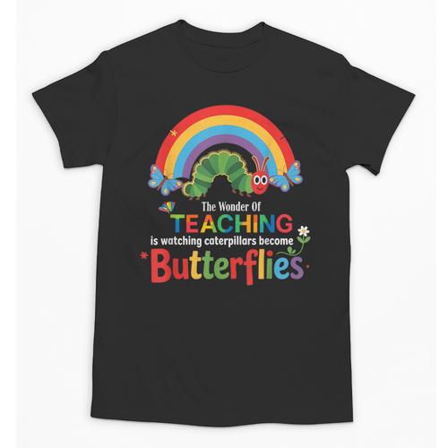 The Wonder Of Teaching Is Watching Caterpillars Teacher Unisex T-Shirt - teacherstshirts.com DE