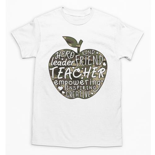 Apple Camoflauge Clothing Camo Student Teacher Cute School Unisex T-Shirt - teacherstshirts.com CA
