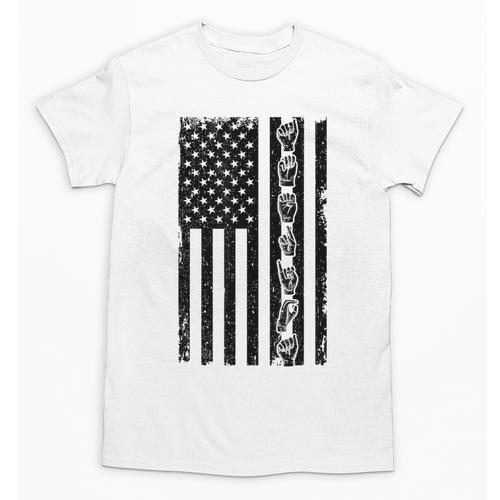 ASL Flag Sign Language Deaf ASL Teacher For Men Women Unisex T-Shirt - teacherstshirts.com AU
