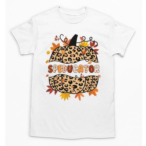Autumn Fall SPED ED Teacher Thankful Grateful Pumpkin Retro Unisex T-Shirt - teacherstshirts.com AU