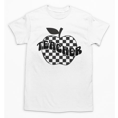 Back To School Checkered Apple Teacher Checkerboard Teacher For Men Women Girls Kids Unisex T-Shirt - teacherstshirts.com