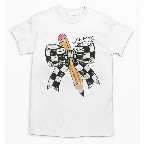 Back To School Hello Fifth Grade Teacher Coquette Pencil Bow Unisex T-Shirt - teacherstshirts.com DE