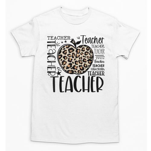Back To School Teacher Life Apple Leopard Teacher Women Unisex T-Shirt - teacherstshirts.com AU