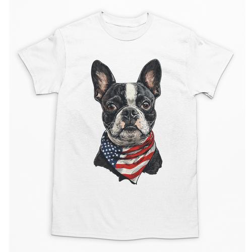 Boston Terrier American Flag Unisex T-Shirt - Bostonterriersmerch.com