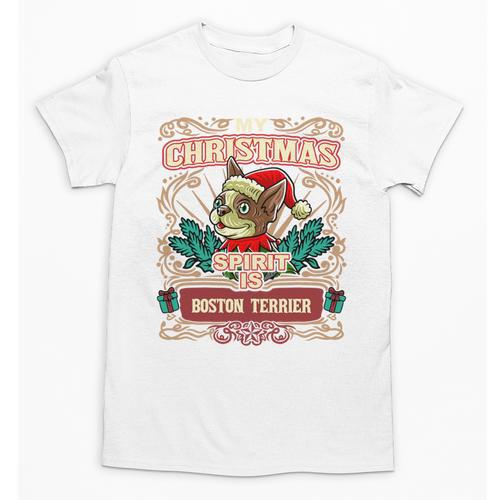 Boston Terrier My Christmas Spirit Dog Santa Claus X-Mas Unisex T-Shirt - Bostonterriersmerch.com