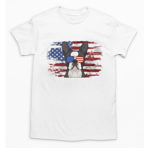 Boston Terrier Dad American Flag 4th Of July Dog Fathers Day Unisex T-Shirt - Bostonterriersmerch.com