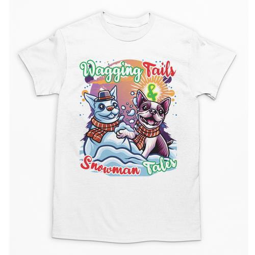 Boston Terrier Dog Christmas Snowman Winter Snow Unisex T-Shirt - Bostonterriersmerch.com