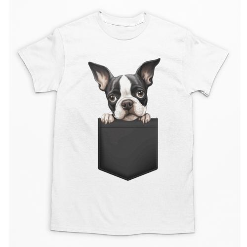 Boston Terrier Dog Puppy Dog In Pocket Cute Pet Lover Unisex T-Shirt - Bostonterriersmerch.com