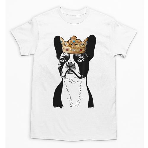 Boston Terrier Dog Wearing Crown For Men Women Girls Kids Unisex T-Shirt - Bostonterriersmerch.com