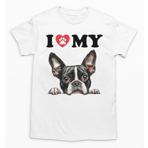 Boston Terrier I Heart My Dog Dog Lover Unisex T-Shirt - Bostonterriersmerch.com