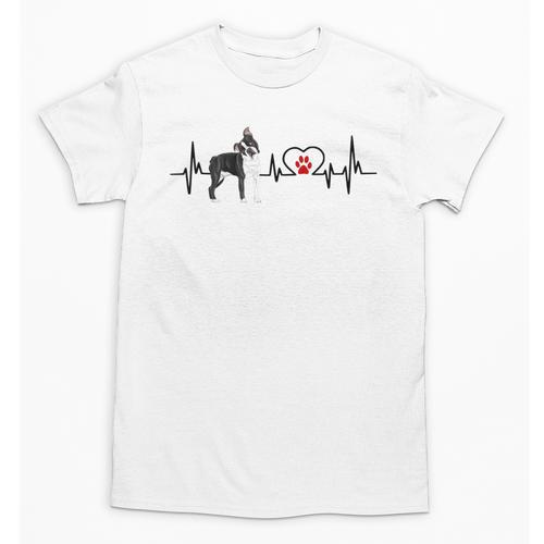 Boston Terrier Heartbeat Heart Line Unisex T-Shirt - Bostonterriersmerch.com CA