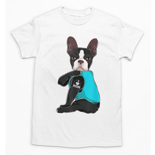 Boston Terrier I Love Mom Apparel Unisex T-Shirt - Bostonterriersmerch.com