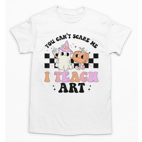 You Can't Scare Me I Teach Art Retro Teacher Ghost Halloween Unisex T-Shirt - teacherstshirts.com DE
