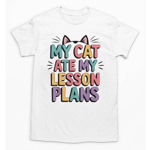 My Cat Ate My Lesson Plans Teacher Cat Humor Unisex T-Shirt - teacherstshirts.com DE