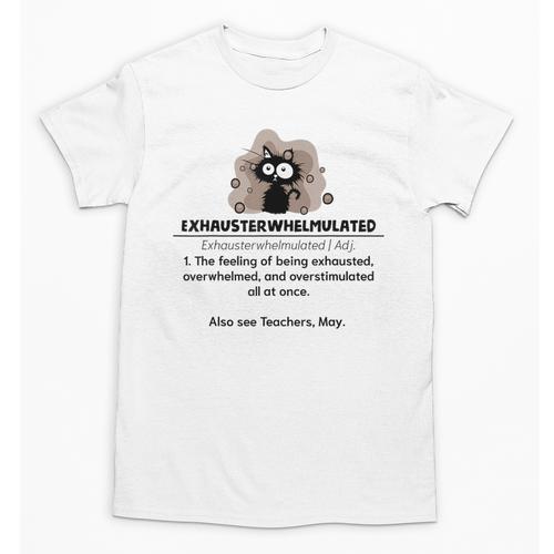 Cat Exhausted Teacher Exhausterwhelmulated Definition Unisex T-Shirt - teacherstshirts.com