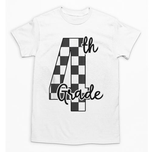 Checkered Fourth Grade Back To School Teachers Students Unisex T-Shirt - teacherstshirts.com AU