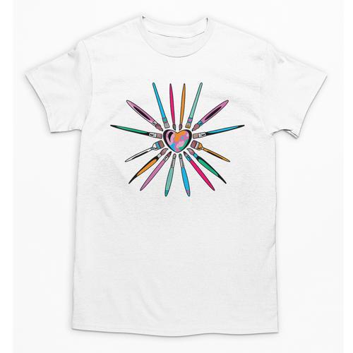 Cool Brush Heart Shape Art Teacher Paint For Artist Painter Unisex T-Shirt - teacherstshirts.com UK