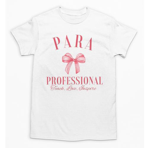 Coquette Bow Paraprofessional School Para Squad Teacher Aide Unisex T-Shirt - teacherstshirts.com AU