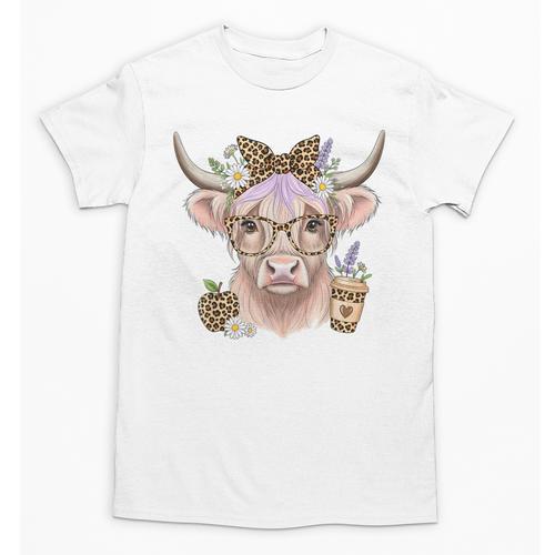 Cute Floral Highland Cow Back To School For Women Teacher Unisex T-Shirt - teacherstshirts.com AU
