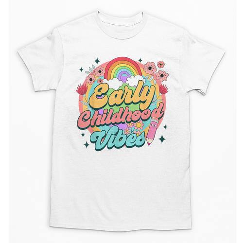 Daycare Teacher Daycare Provider Early Childhood Vibes Unisex T-Shirt - teacherstshirts.com UK