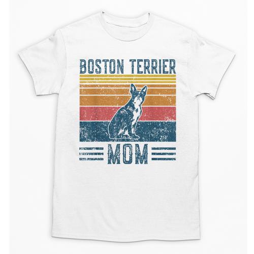 Dog Boston Terrier Mom Vintage Boston Terrier Mom Unisex T-Shirt - Bostonterriersmerch.com