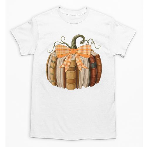 Fall Book Pumpkin Halloween Teacher Librarian Thanksgiving Unisex T-Shirt - teacherstshirts.com