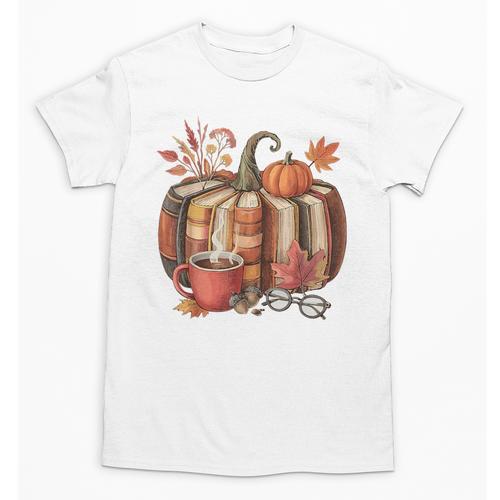 Fall Book Pumpkin Retro Reading Halloween Teacher Unisex T-Shirt - teacherstshirts.com AU