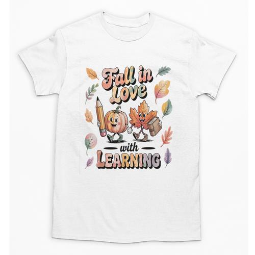 Fall In Love With Learning Teacher Autumn School Unisex T-Shirt - teacherstshirts.com CA