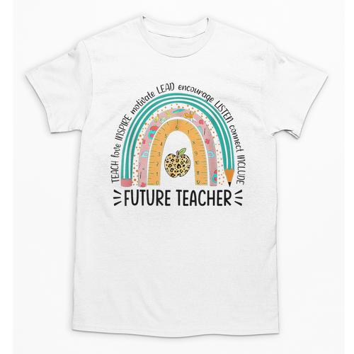 Future Teacher Cute Rainbow Leopard Teacher Outfit For Men Women Girls Kids Unisex T-Shirt - teacherstshirts.com CA