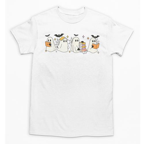 Ghosts Reading Books Library Halloween Teacher Men Women Kid Unisex T-Shirt - teacherstshirts.com DE