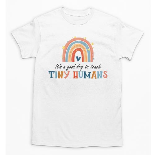 Good Day To Teach Tiny Humans Rainbow Teacher Unisex T-Shirt - teacherstshirts.com