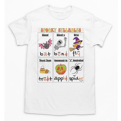 Halloween Reading Spooky Syllables Teacher Vintage Unisex T-Shirt - teacherstshirts.com AU