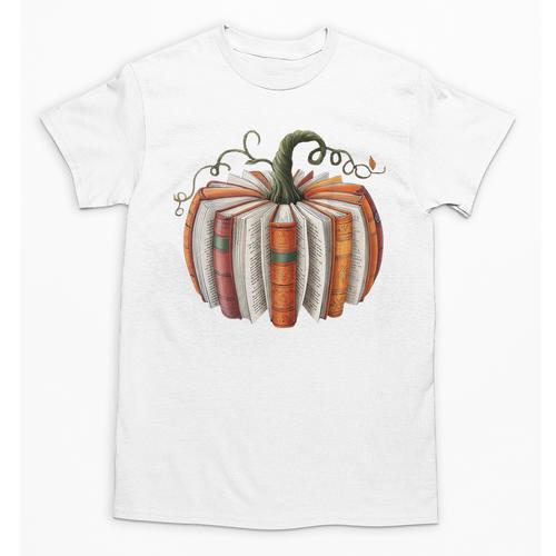 Halloween Teacher Librarians Fall Book Pumpkin Retro Reading Unisex T-Shirt - teacherstshirts.com UK