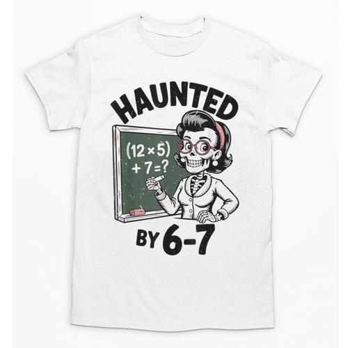 Haunted 67 Skeleton Math Teacher Halloween Costume Math Pun Unisex T-Shirt - teacherstshirts.com DE