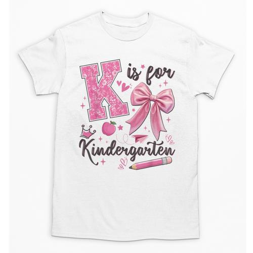 K Is For Kindergarten Teacher Coquette Bow Back To School Unisex T-Shirt - teacherstshirts.com DE