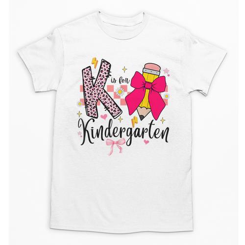 K Is For Kindergarten Teacher Coquette Bow Back To School Unisex T-Shirt - teacherstshirts.com AU