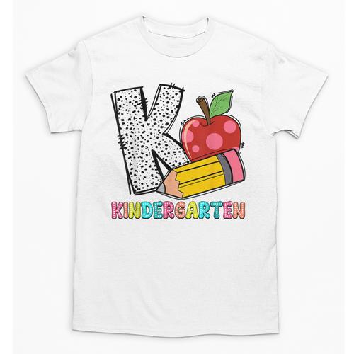 K Is For Kindergarten Teacher Pencil Apple Back To School Unisex T-Shirt - teacherstshirts.com DE