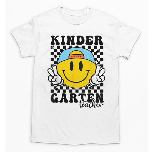 Kindergarten Teacher Hippie Smile Face Back School Unisex T-Shirt - teacherstshirts.com AU