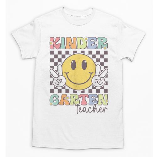 Kindergarten Teacher Team Hippie Smile Face Back To School Unisex T-Shirt - teacherstshirts.com AU