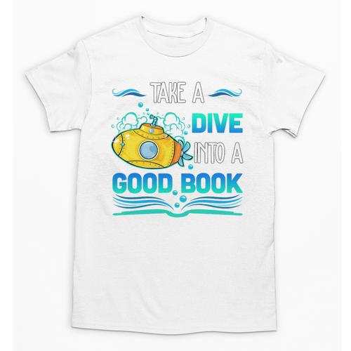 Librarian Teacher Dive Into A Good Book Reading Premium Tri-Blend Unisex T-Shirt - teacherstshirts.com DE