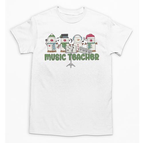 Music Teacher Christmas Holiday Wnter Music Instructor Unisex T-Shirt - teacherstshirts.com UK
