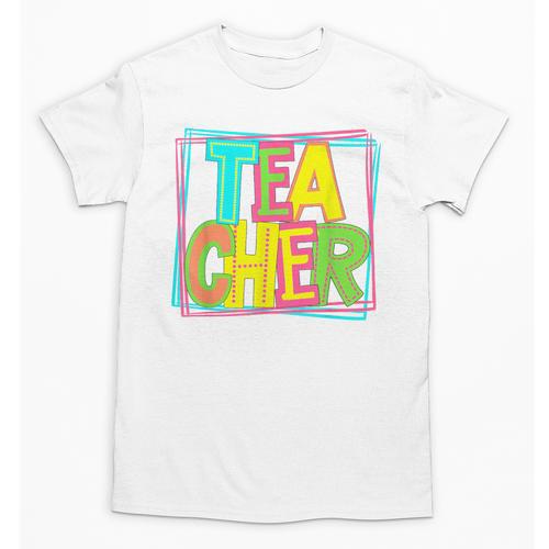 Neon Retro Teacher Cute Teacher Team New Teacher Back To Sch Unisex T-Shirt - teacherstshirts.com CA