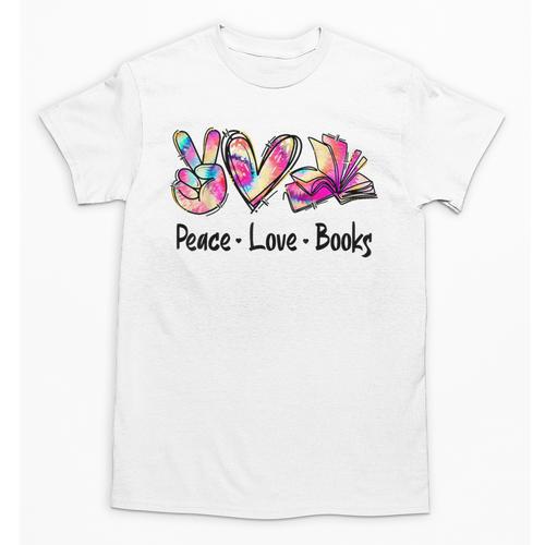 Peace Love Books Librarian Teacher Life Book Library Tie Dye Unisex T-Shirt - teacherstshirts.com AU
