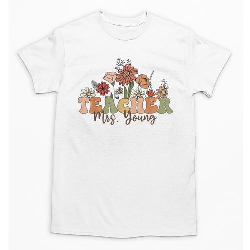 Personalized Name Teacher Mrs Young Back To School Custom Unisex T-Shirt - teacherstshirts.com